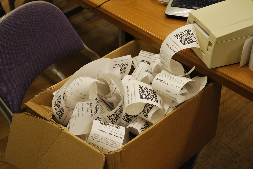 A box of receipts